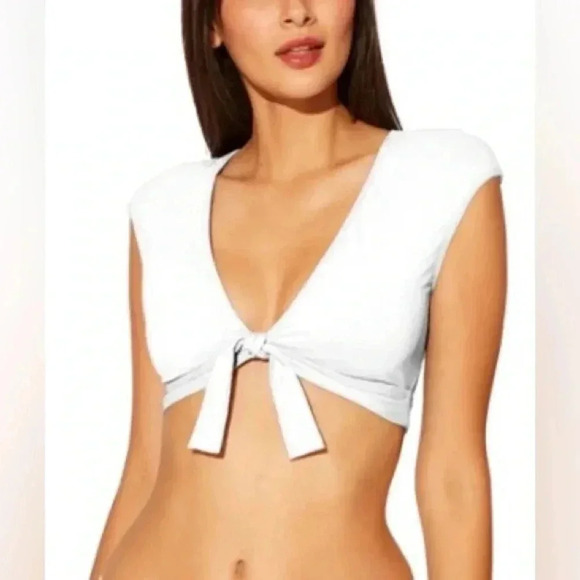 Bleu Rod Beattie Kore Tie Front Cap Sleeve Crop Swim Top and Bottom Size 14 - Picture 2 of 8